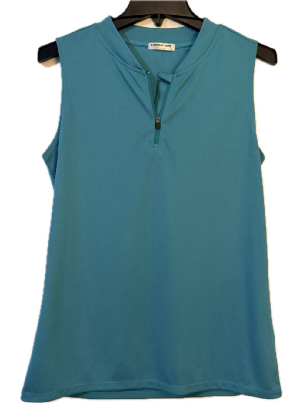 CoolRun Women's Sleeveless Quarter-Zip Performance Polo Tank Top Size Large